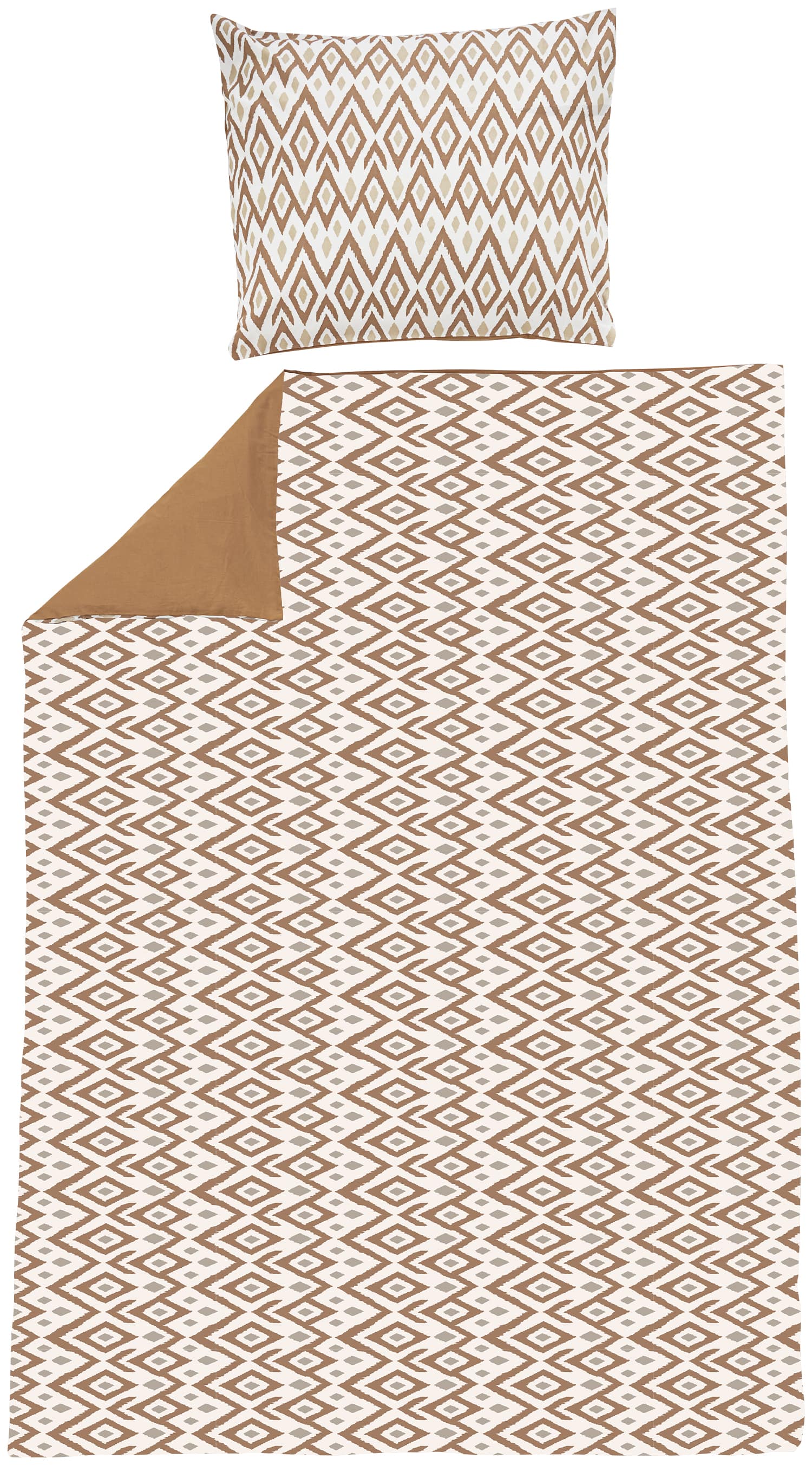 Dekbedovertrek eenpersoons Ikat - sand/toffee - 140x200/220cm
