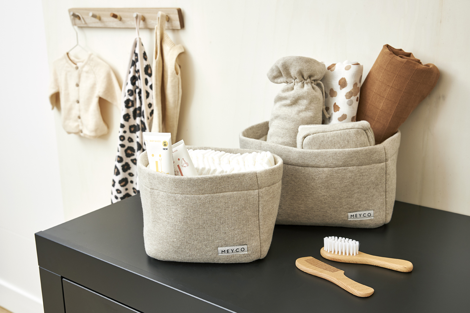 Nursery basket Knit Basic - sand melange - Small