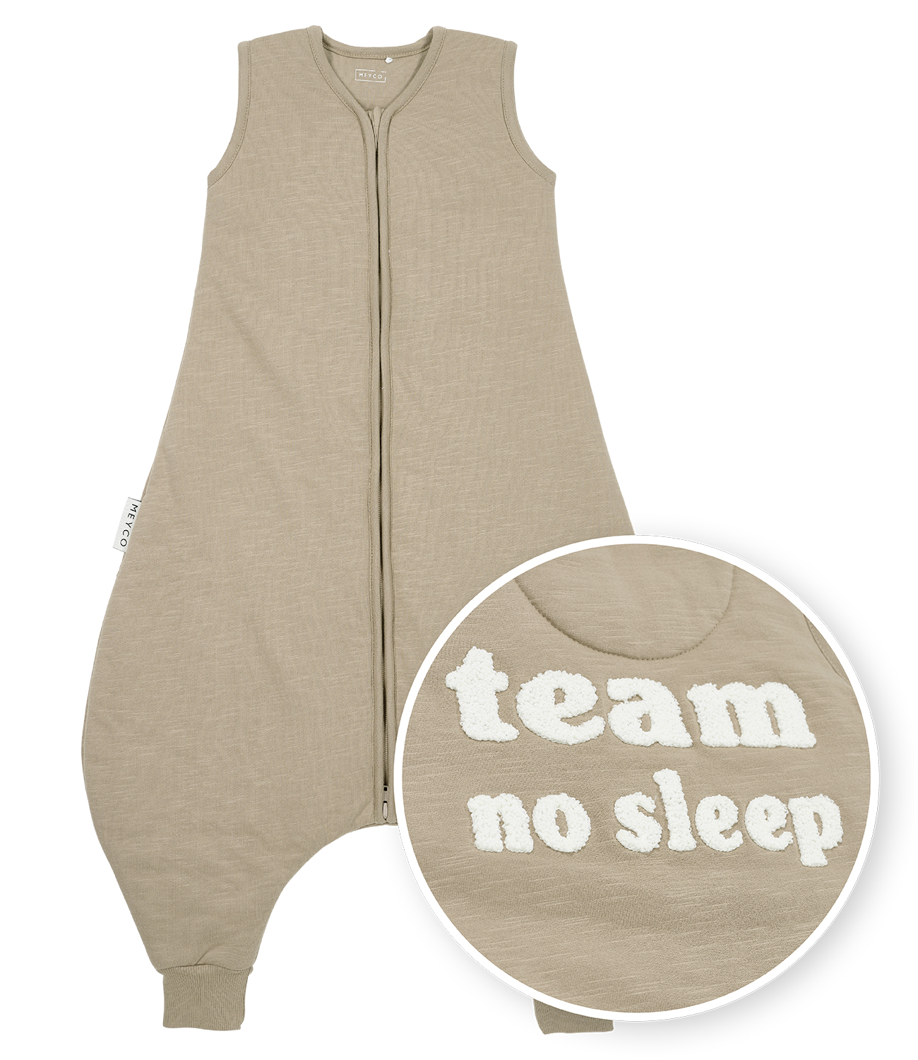 Baby winter sleep overall jumper Slub/Team no sleep - taupe/offwhite - 80cm - 2.0 TOG