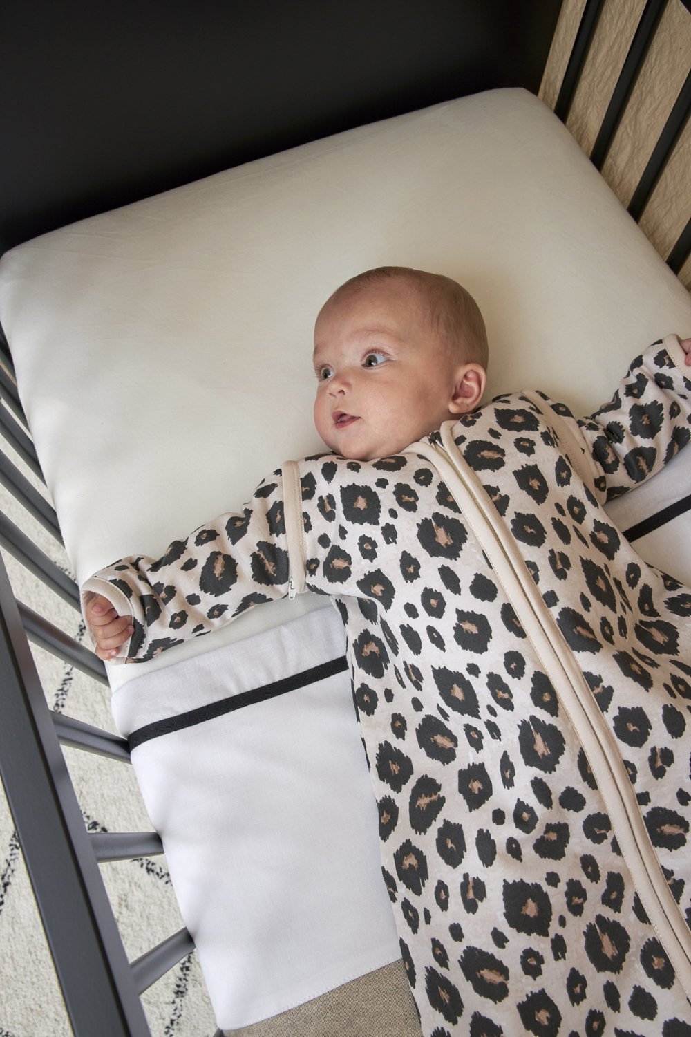 Babyschlafsack mit abnehmbaren Ärmeln Leopard - sand melange - 70cm