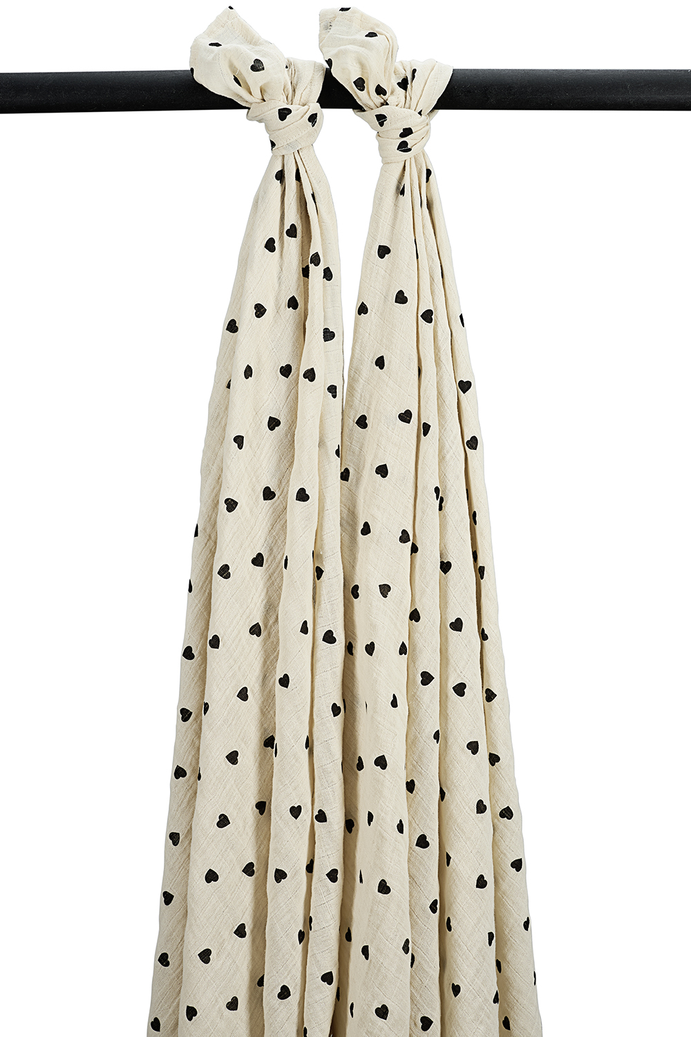 Swaddle 2-pack pre-washed muslin Sweet Heart - soft sand/black - 120x120cm
