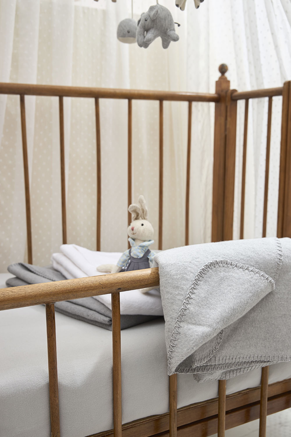 Cot bed blanket woven Uni - grey melange - 100x150cm - 1.0 TOG