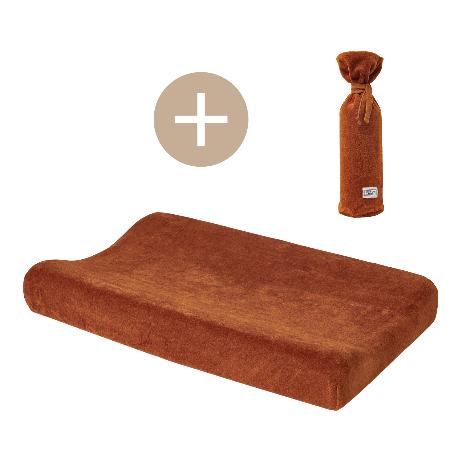 Aankleedkussenhoes + kruikenzak Velvet - camel - 50x70cm