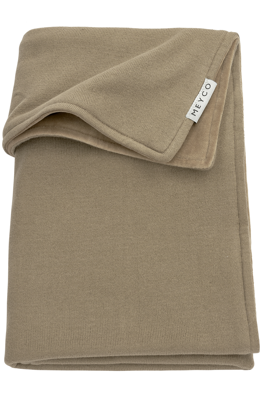 Cot bed blanket Knit Basic velvet - taupe - 100x150cm