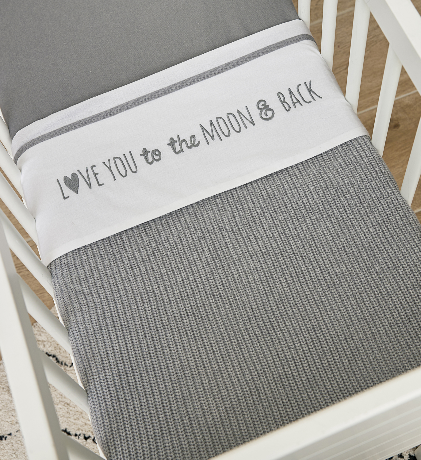 Ledikantdeken Rib - Grey Melange - 100x150cm