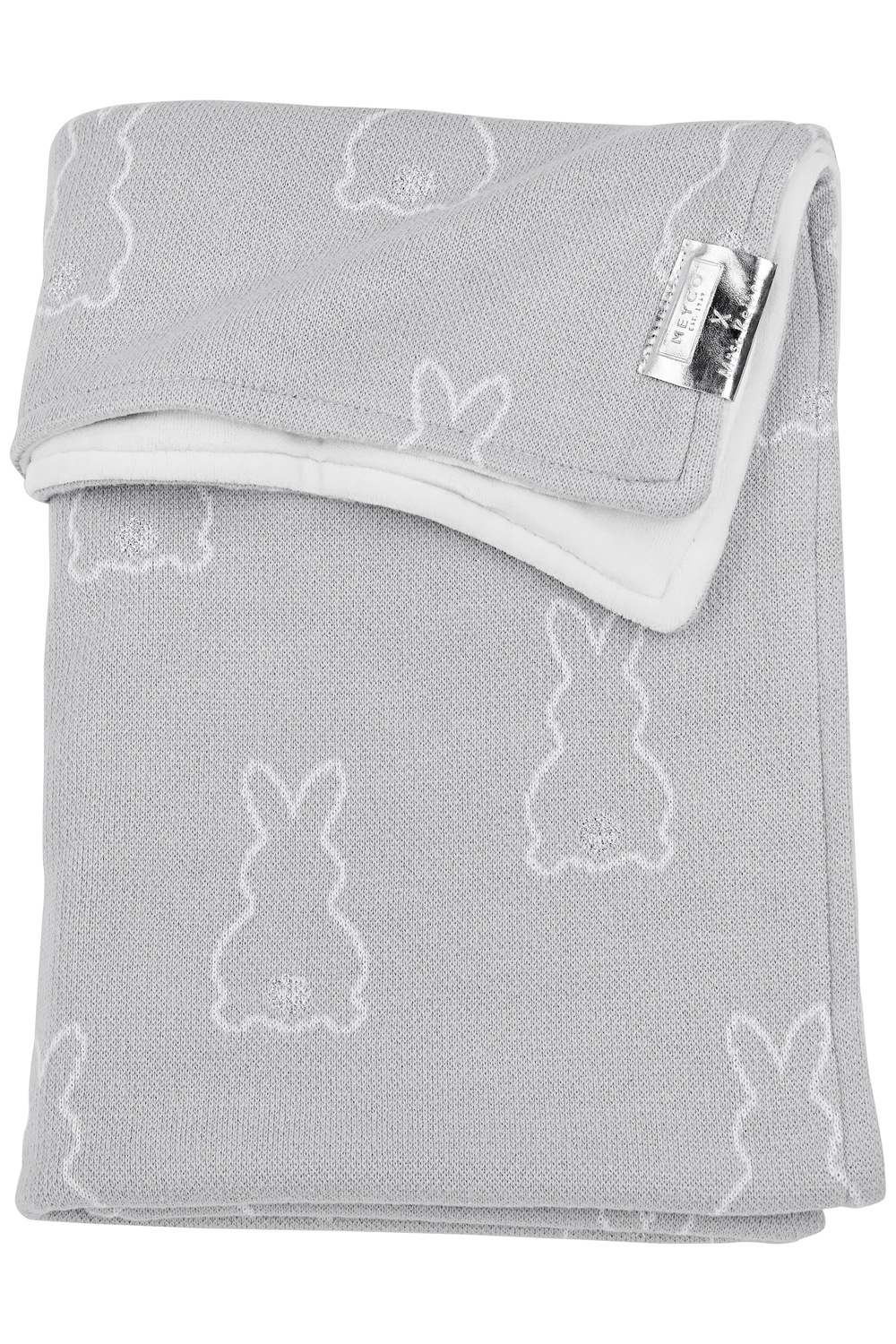 Cot bed blanket Rabbit velvet - silver - 100x150cm