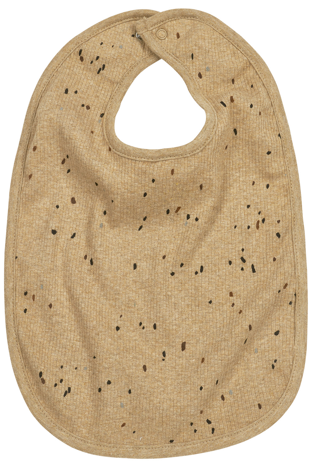 Bib with press stud 2-pack Rib Mini Spot - toffee melange