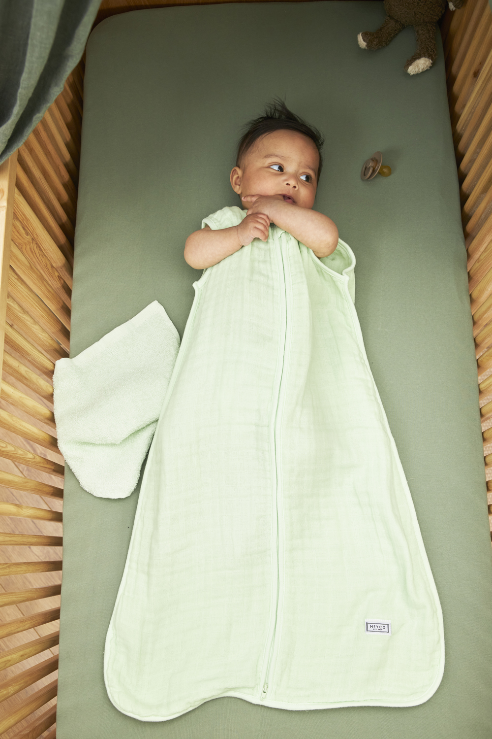 Baby slaapzak pre-washed hydrofiel Uni - soft mint - 70cm