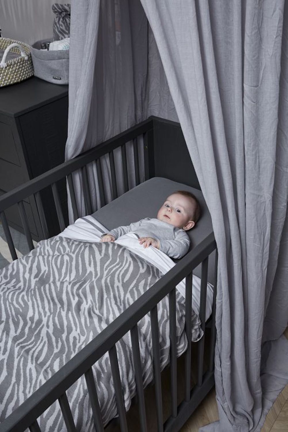 Fitted sheet cot bed 2-pack Uni - grey - 60x120cm