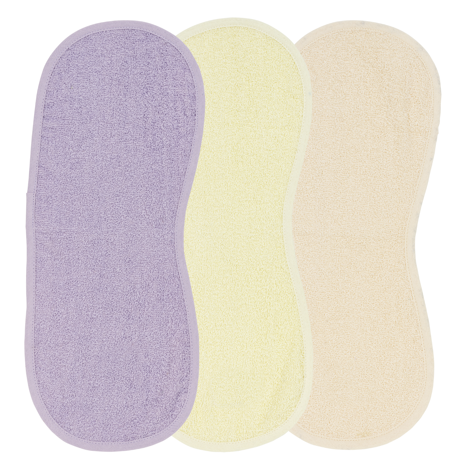 Burb cloth 3-pack terry Uni - soft lilac/soft yellow/soft peach - 53x20cm