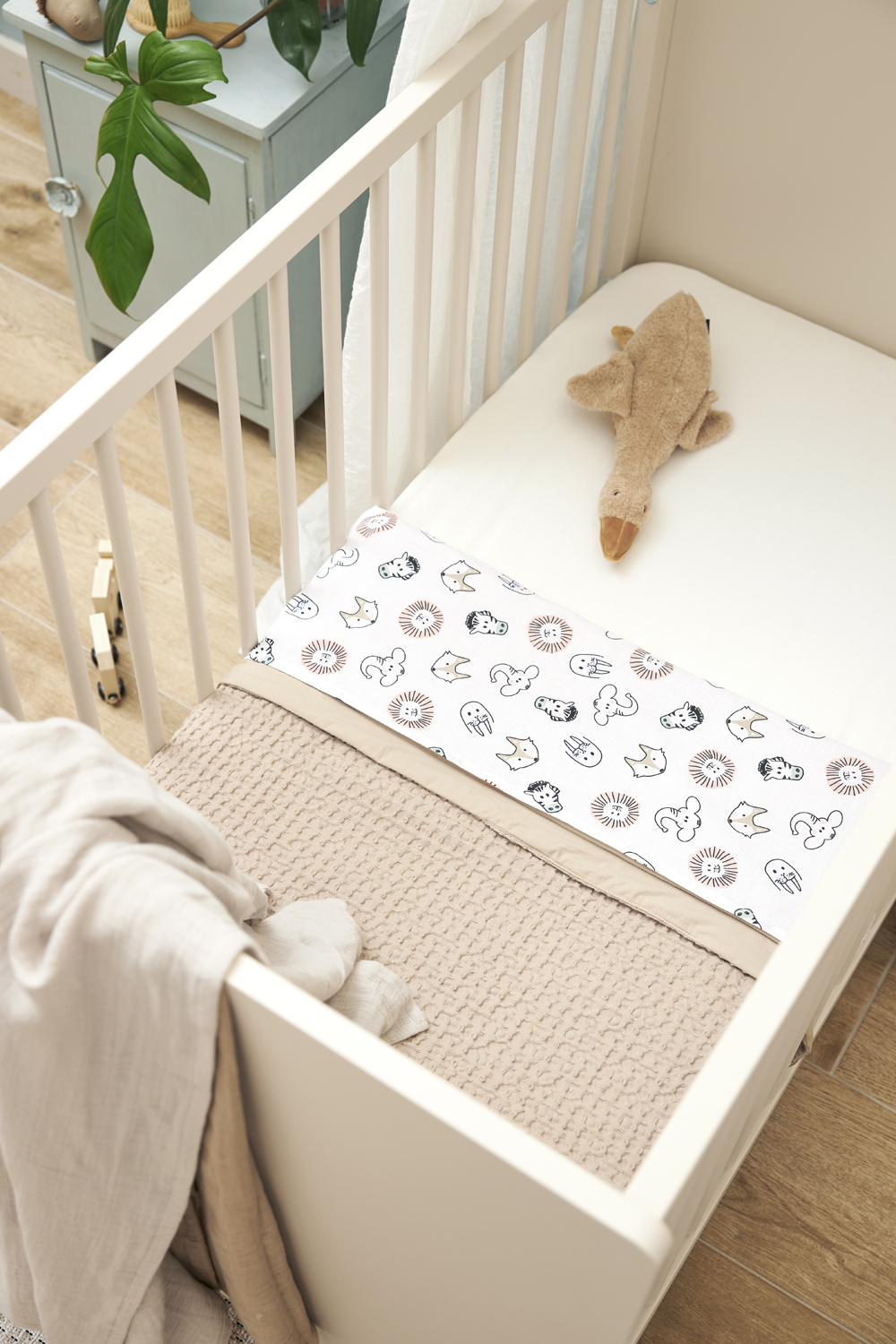 Cot bed sheet 2-pack Animal/Uni - white - 100x150cm