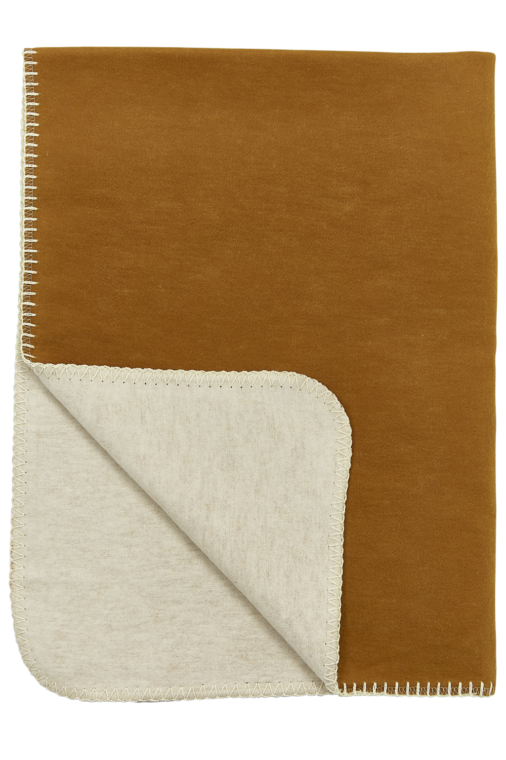 Ledikant deken Double Face - camel/offwhite - 120x150cm