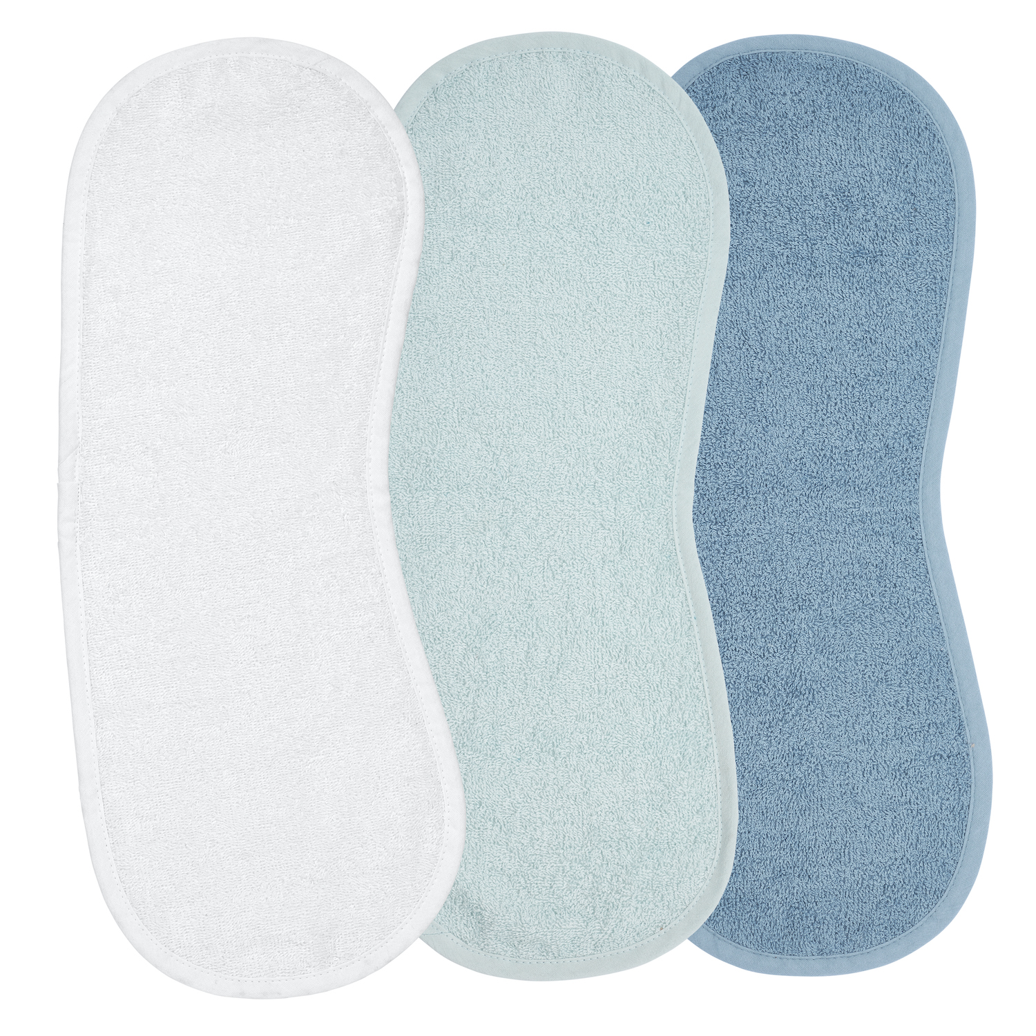 Spuugdoek 3-pack badstof Uni - white/light blue/denim - 53x20cm