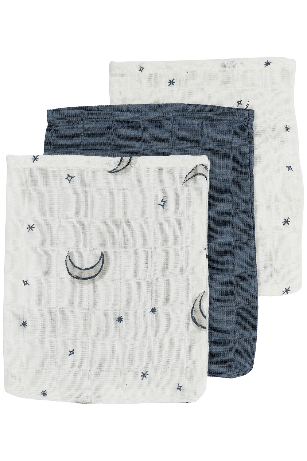 Washandjes 3-pack hydrofiel Moon - indigo - 20x17cm