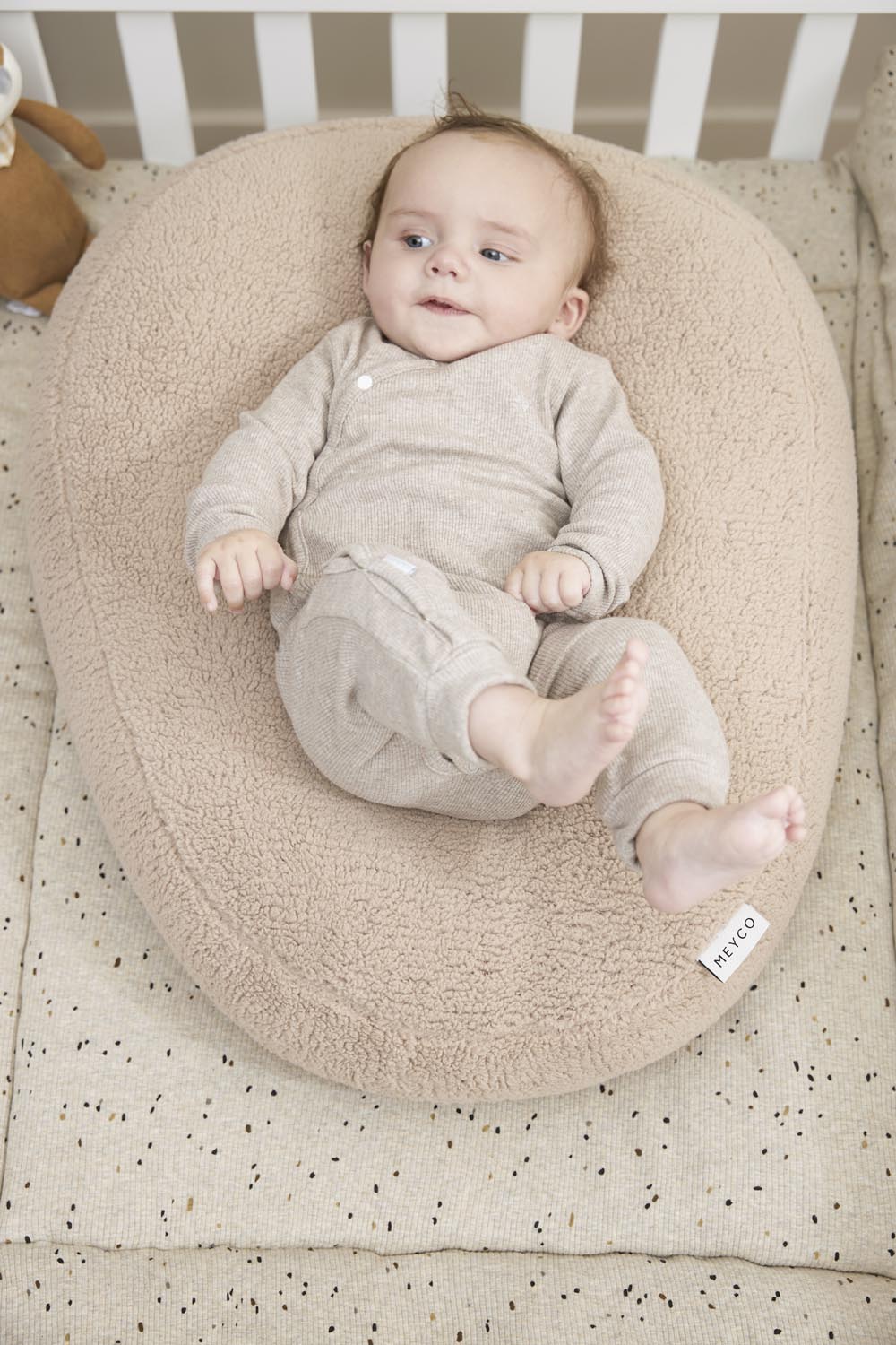 Playpen mattress Rib Mini Spot - sand melange - 80x100cm