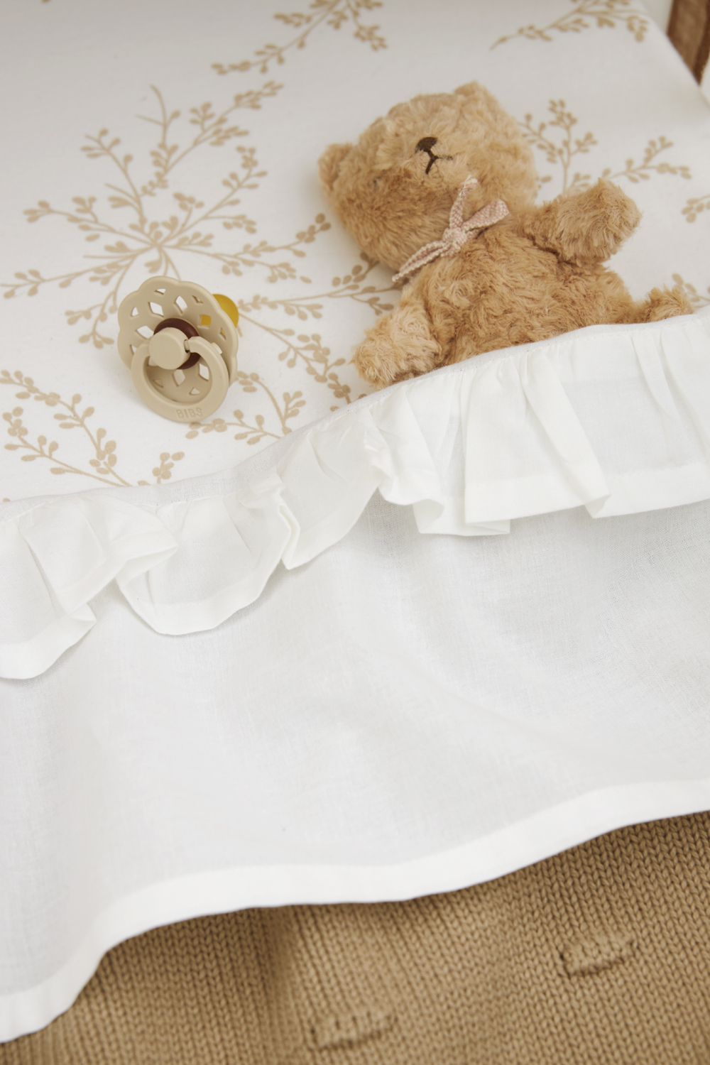 Cot bed sheet Ruffle - offwhite - 100x150cm