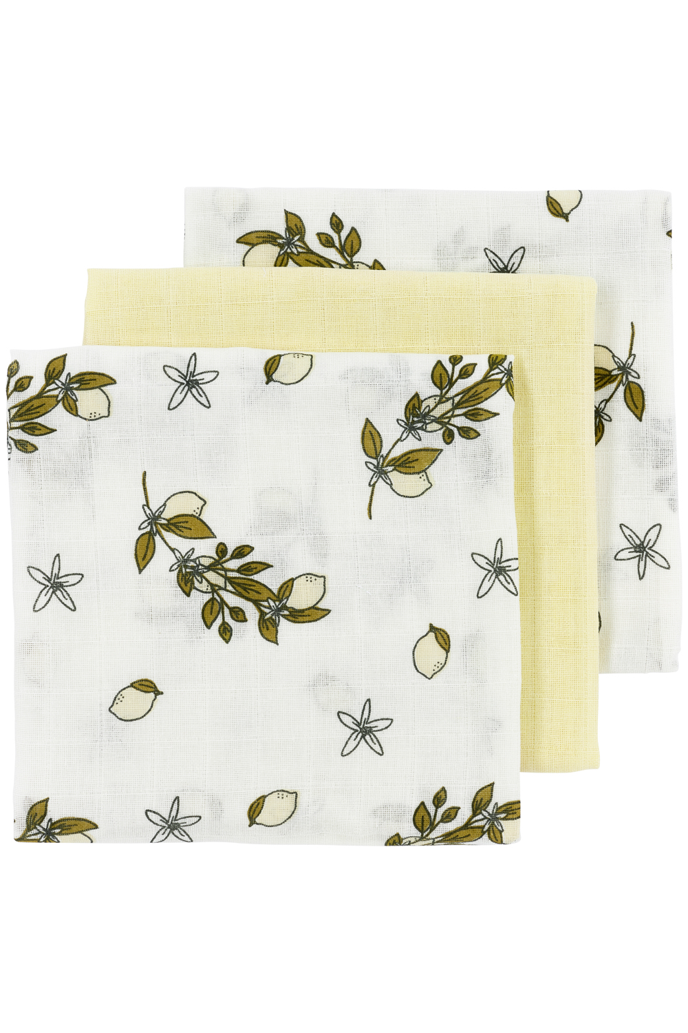 Musselin Mullwindeln 3er pack Lemon - soft yellow - 70x70cm