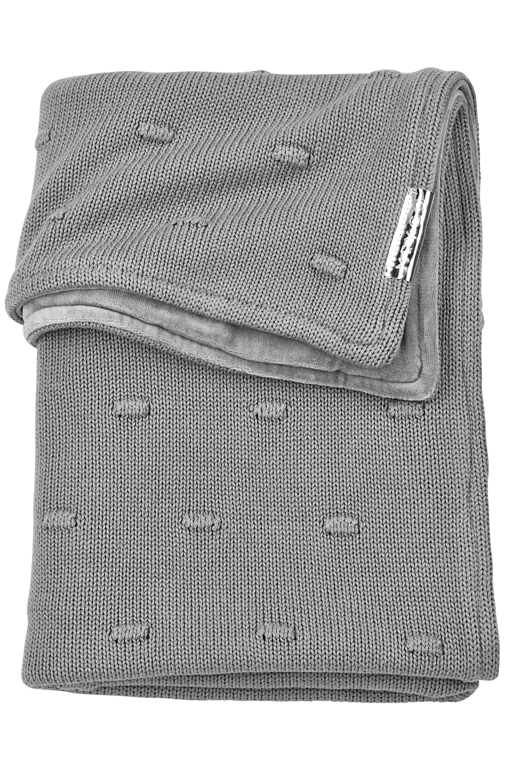 Cot bed blanket Knots velvet - grey - 100x150cm