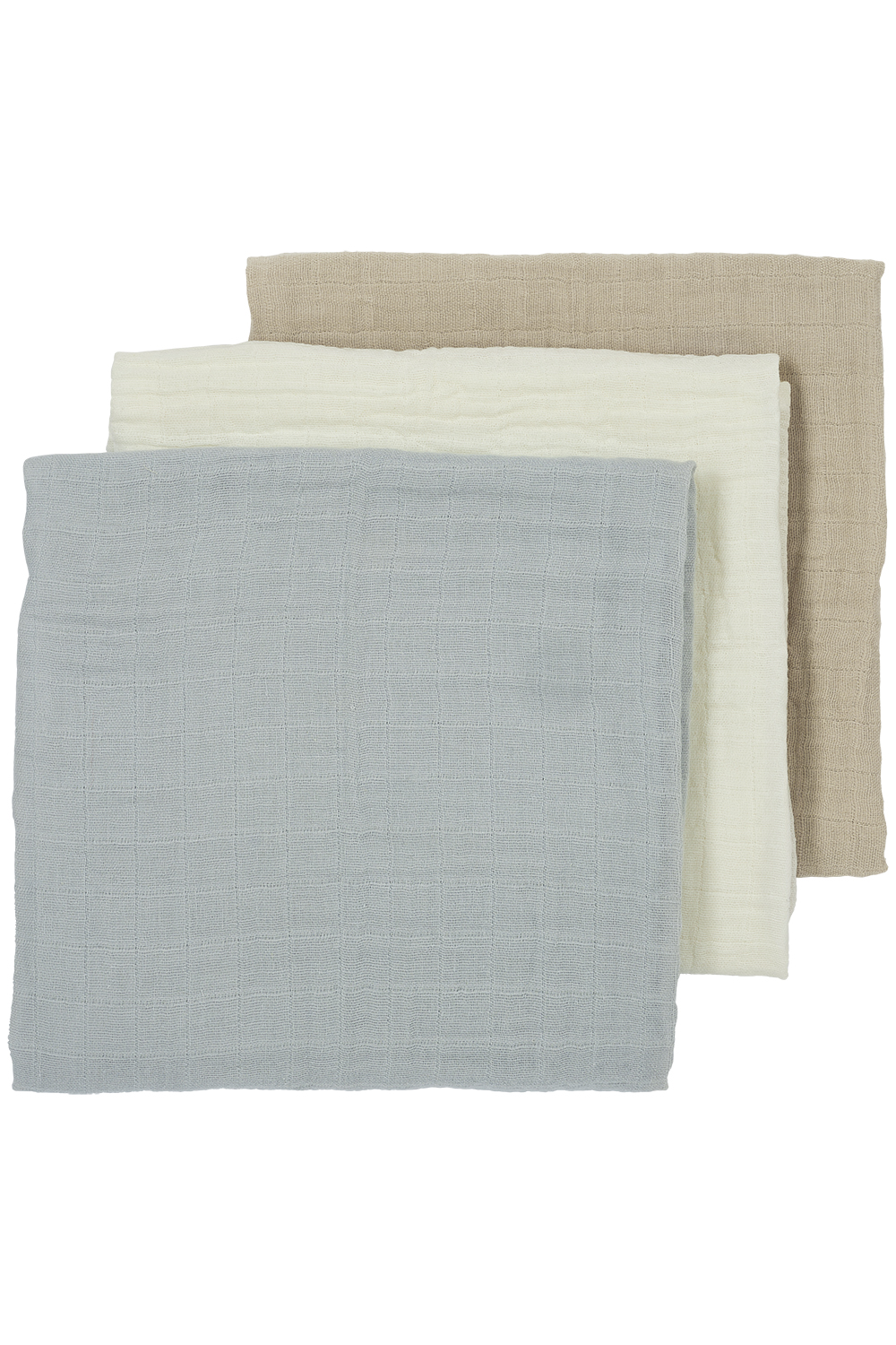 Pre-washed Musselin Mullwindeln 3er pack Uni - offwhite/light grey/sand - 70x70cm