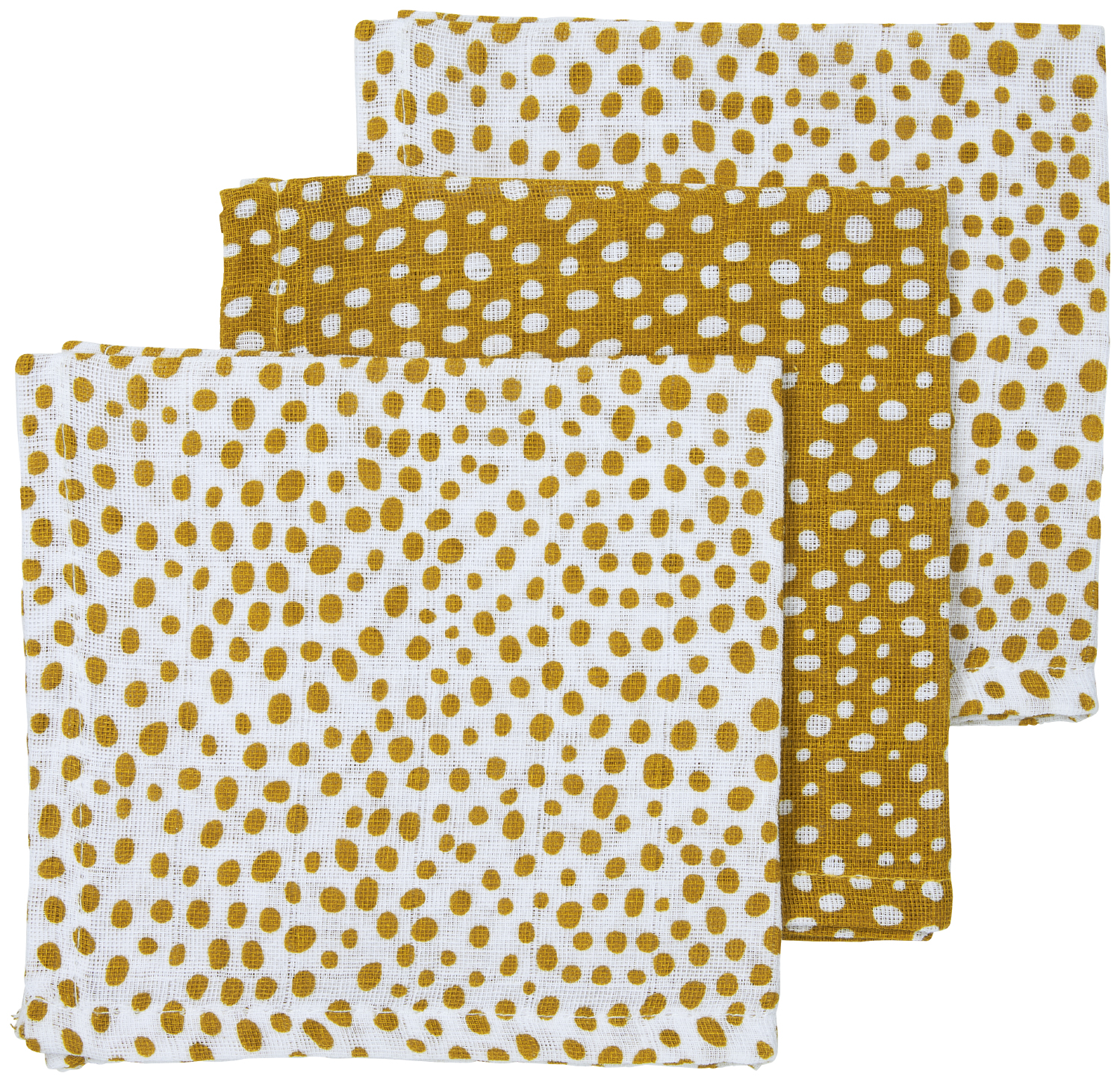 Facecloth 3-pack muslin Cheetah - honey gold - 30x30cm