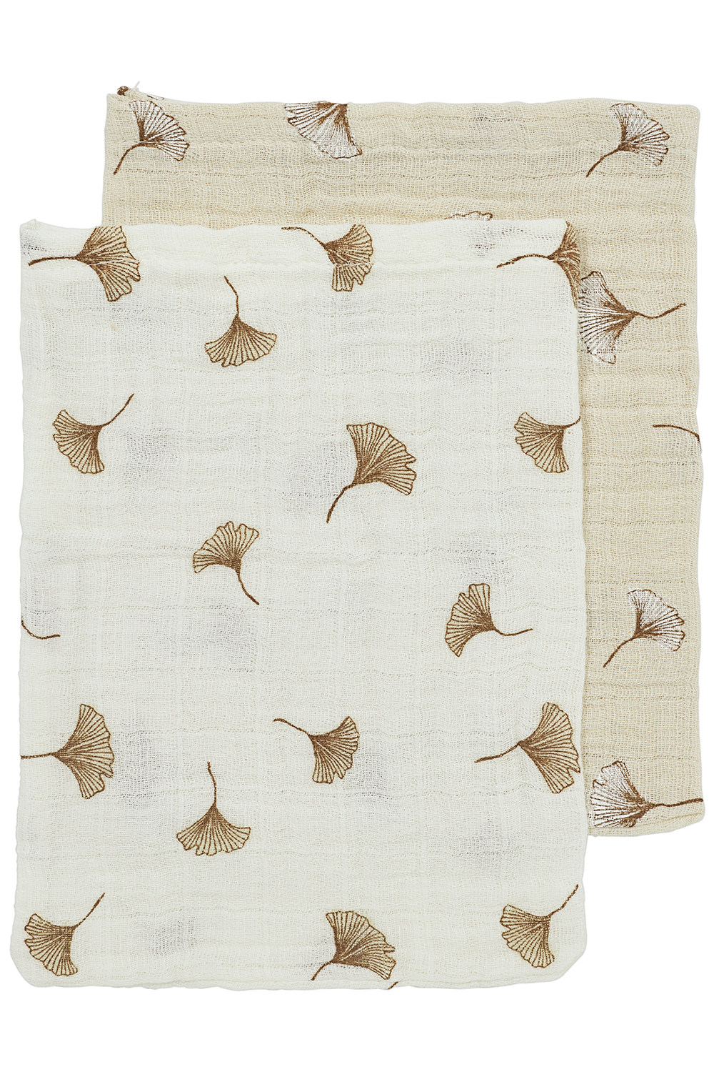 Washcloth 2-pack pre-washed muslin Ginkgo - offwhite/soft sand - 20x17cm
