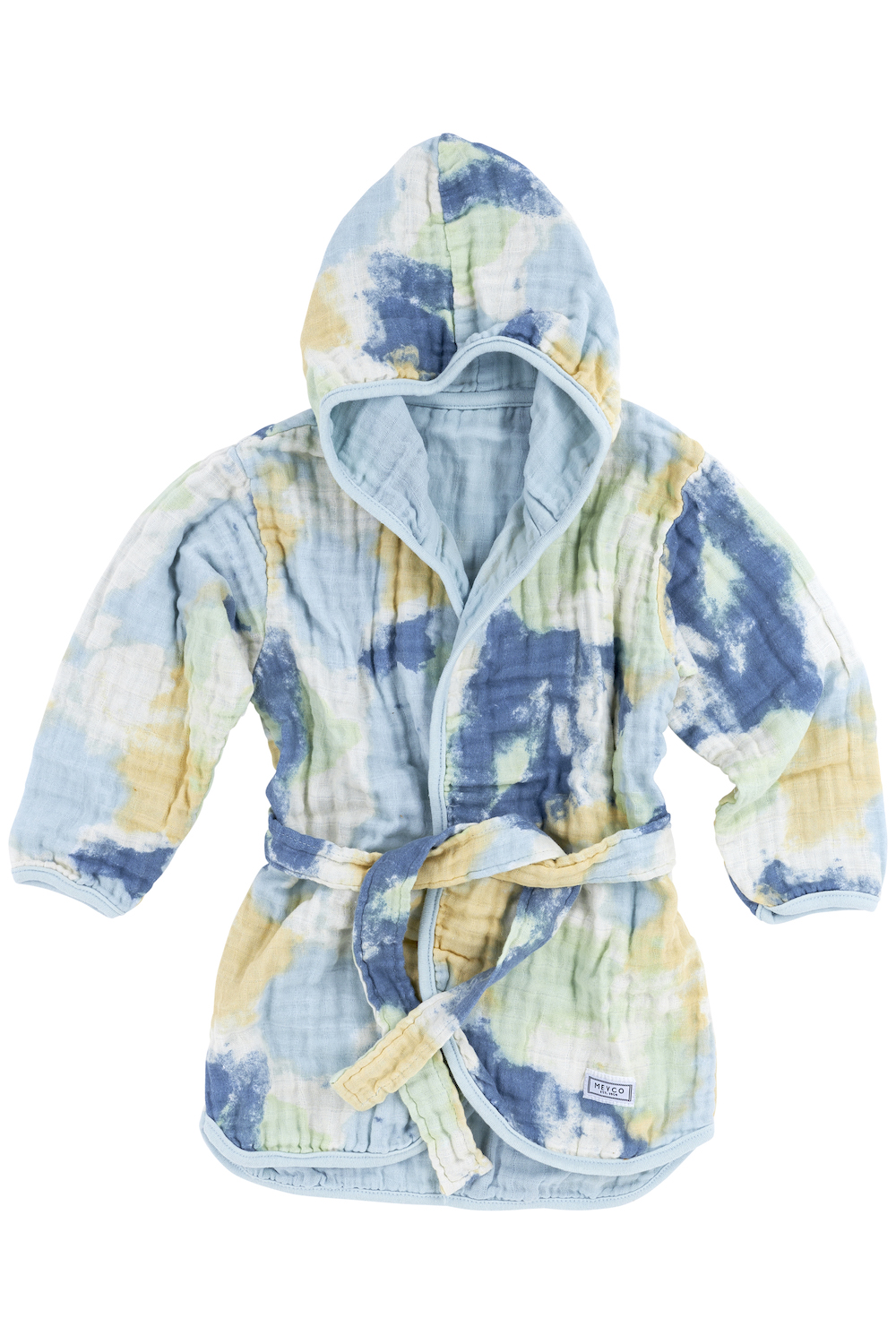 Bathrobe pre-washed muslin Tie-Dye - light blue - 86/92