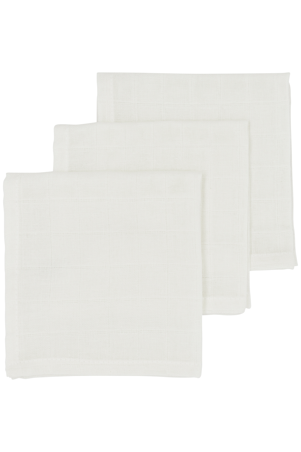 Facecloth 3-pack muslin Uni - offwhite - 30x30cm
