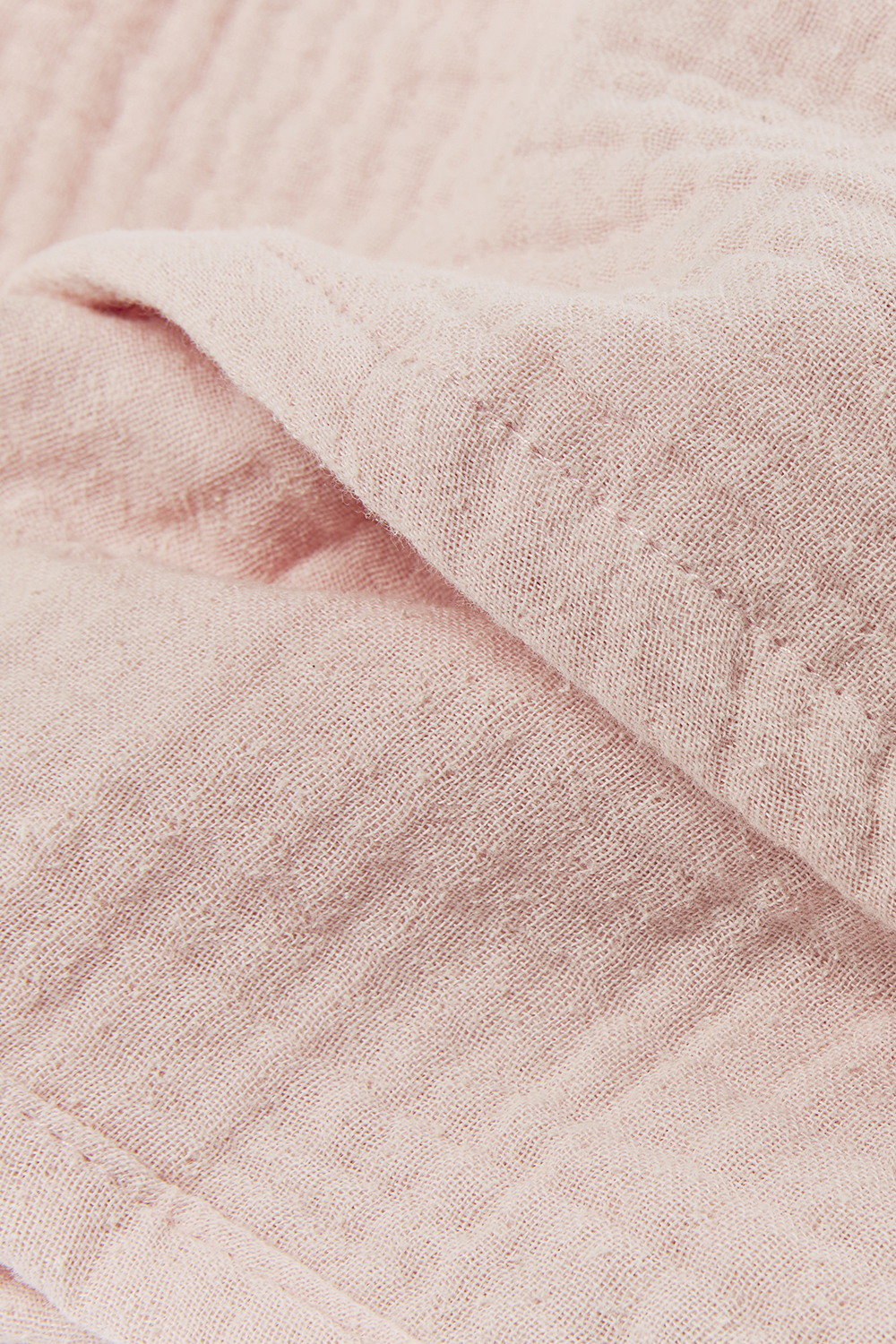 Cot bed sheet pre-washed muslin Uni - soft pink - 100x150cm