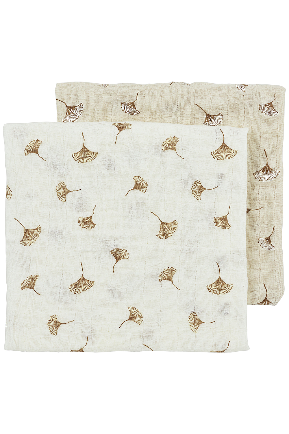 Pre-washed muslin squares 2-pack Ginkgo - offwhite/soft sand - 70x70cm