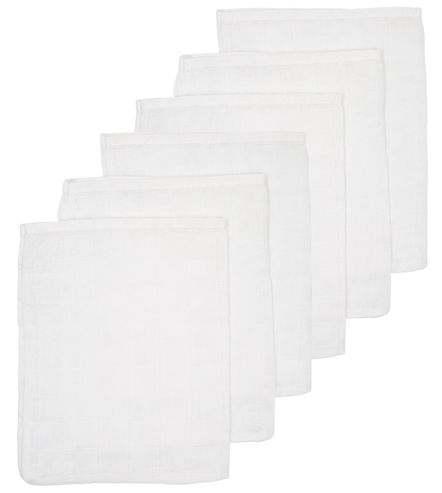 Washandjes 6-pack hydrofiel Uni - white - 20x17cm