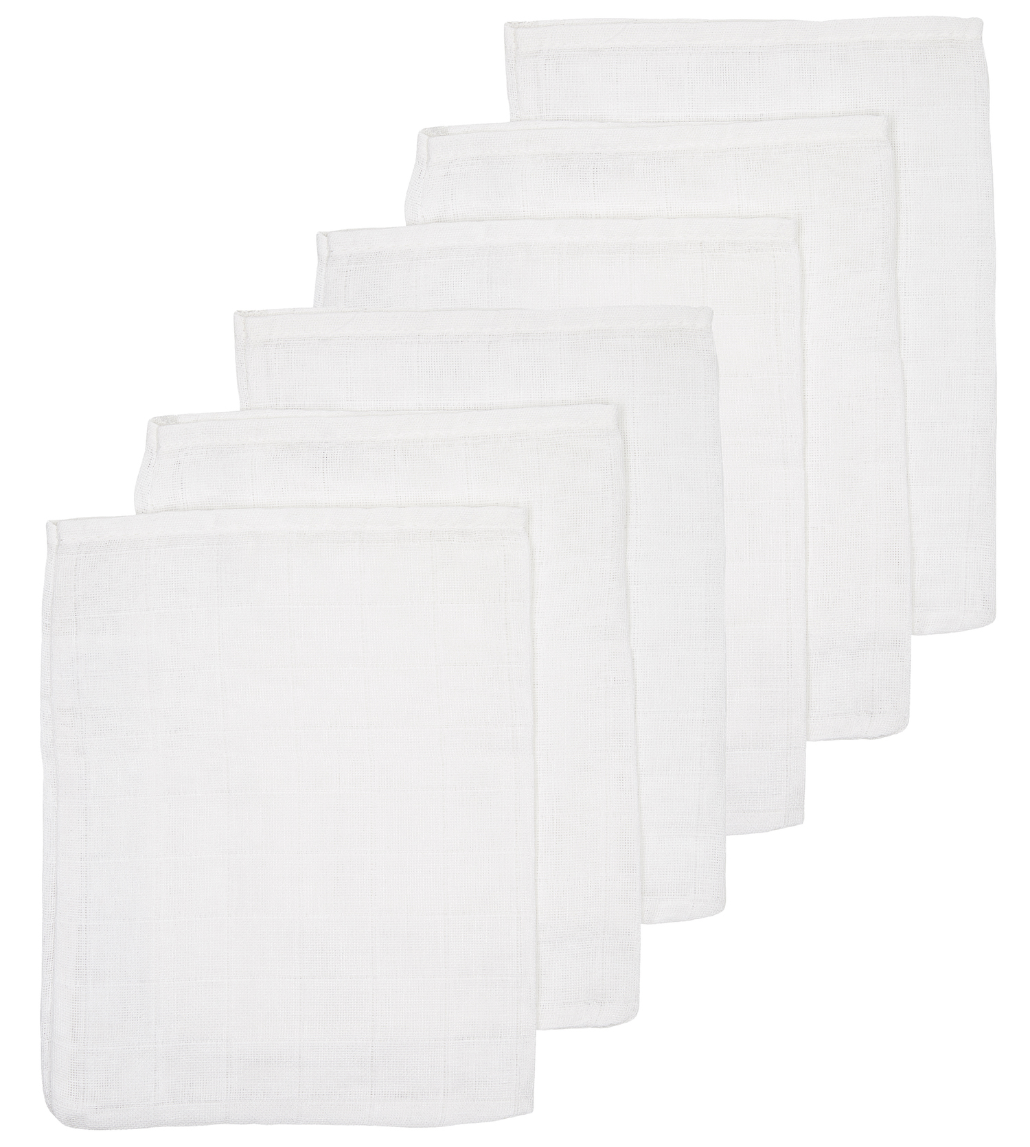 Waschhandschuhe 6er pack musselin Uni - white - 20x17cm