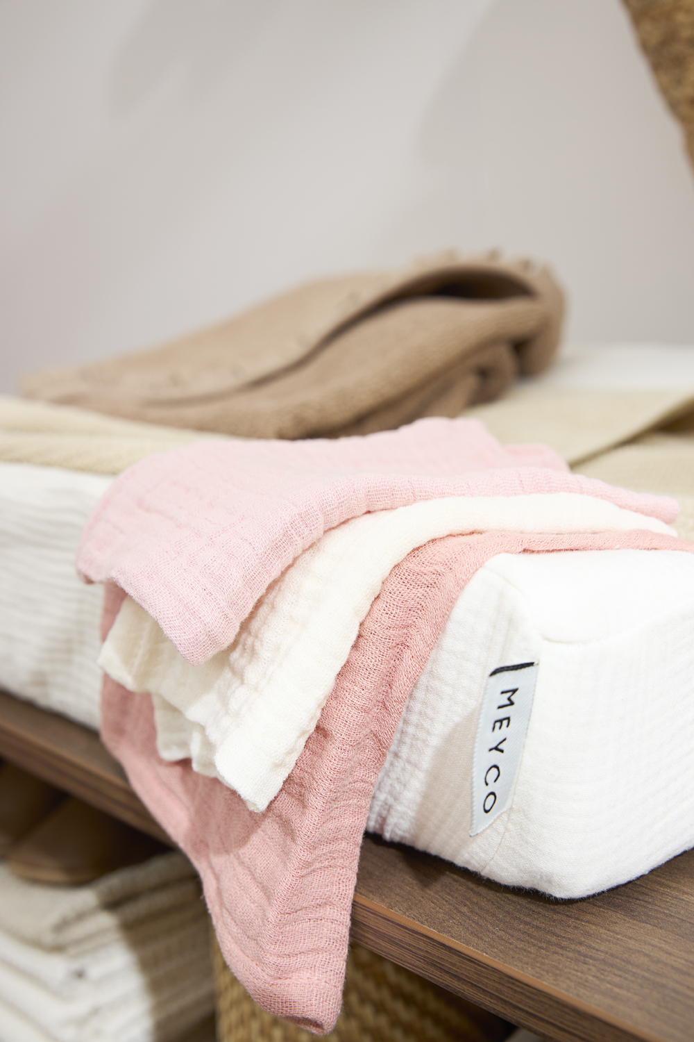 Washandjes 3-pack pre-washed hydrofiel Uni - soft rose/rose/natural - 20x17cm