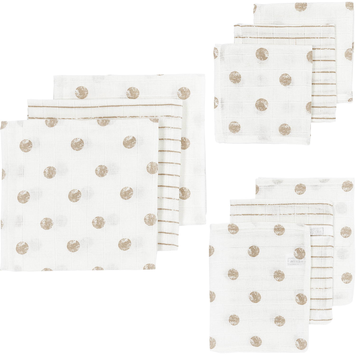 Musselin Starterset 9-teilig Dot Stripe - Sand
