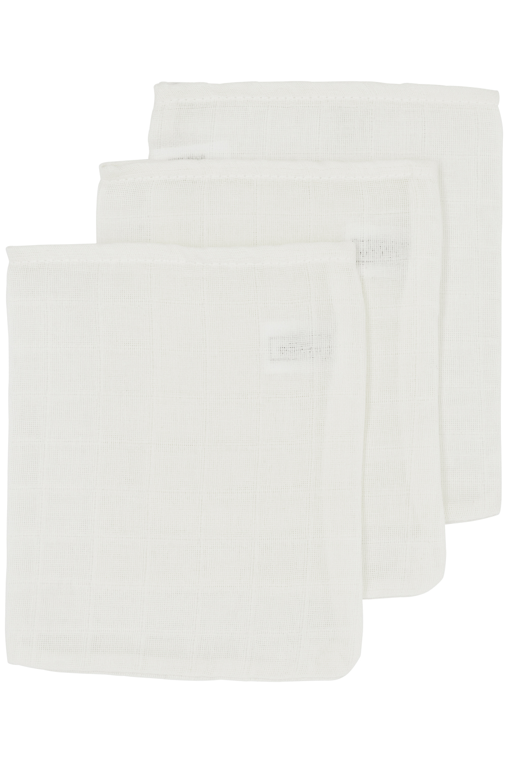 Waschhandschuhe 3er pack musselin Uni - offwhite - 20x17cm