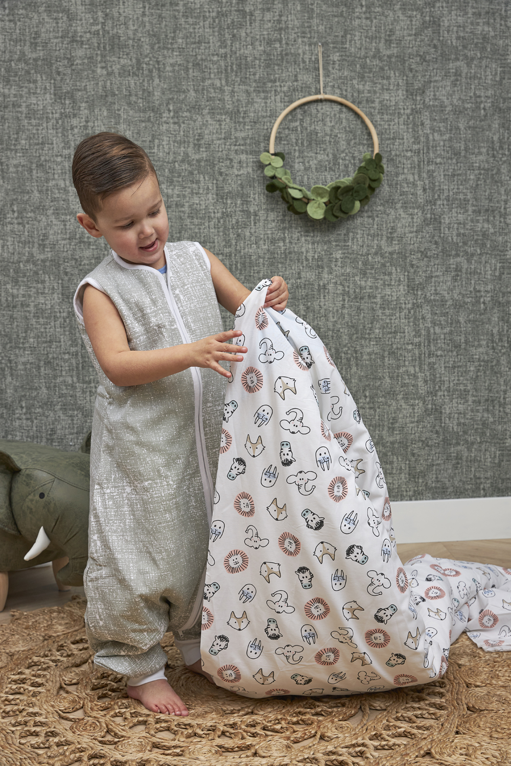Baby winter slaapoverall jumper Fine Lines - grey - 80cm