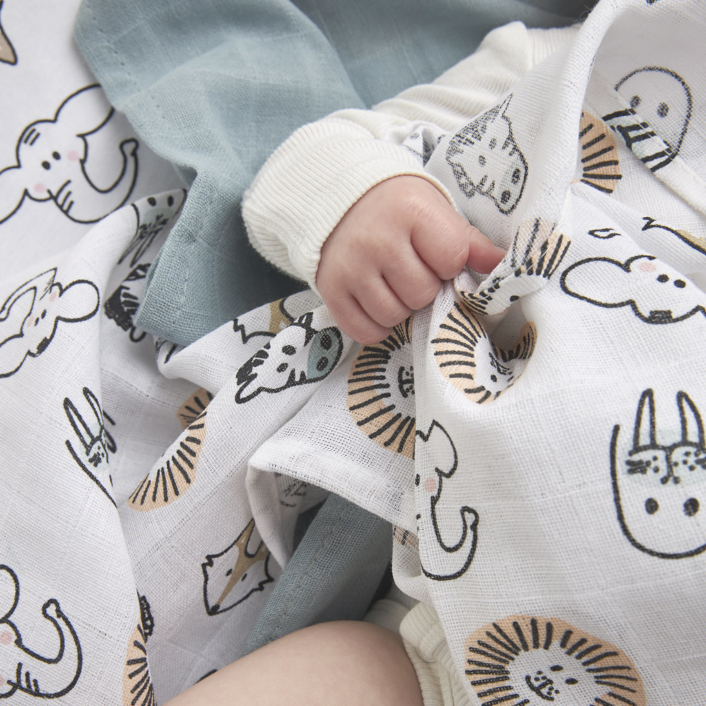 Swaddle 3-pack muslin Animal - multicolour - 120x120cm