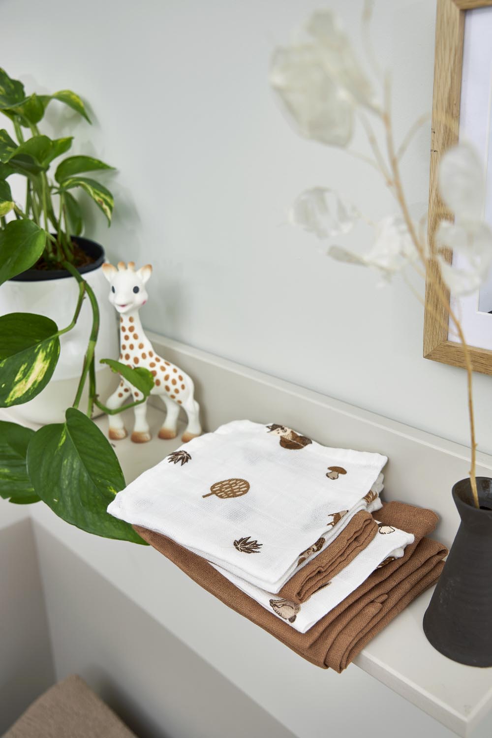 Facecloth 3-pack muslin Forest Animals - toffee - 30x30cm