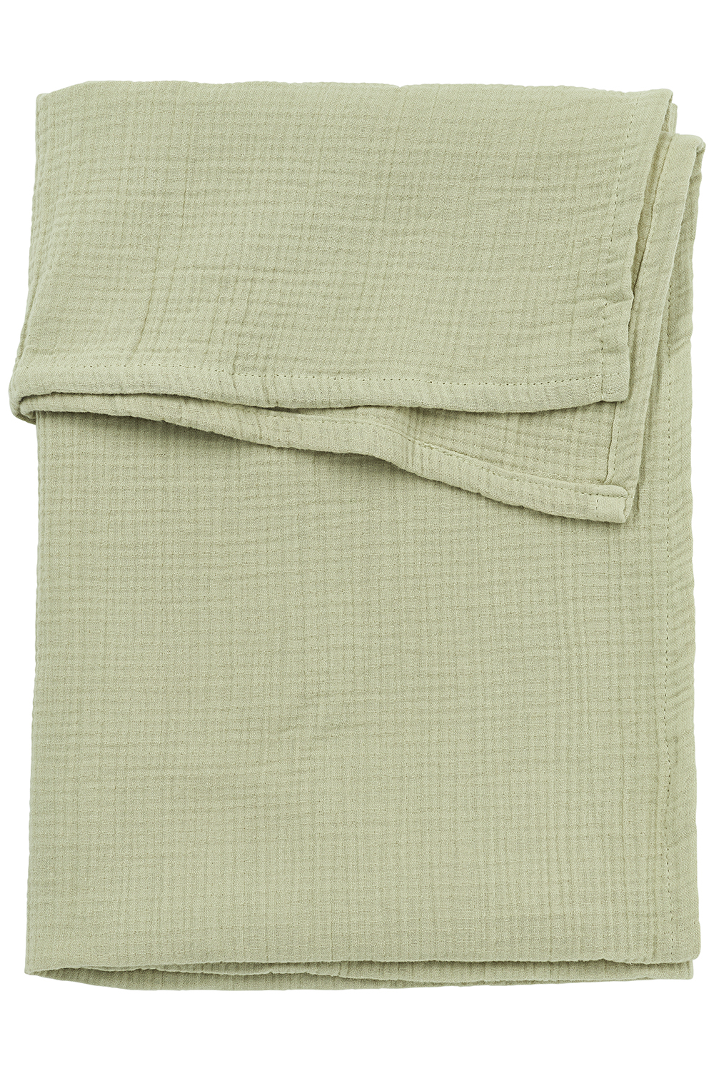 Cot bed sheet pre-washed muslin Uni - soft olive - 100x150cm - 0.3 TOG