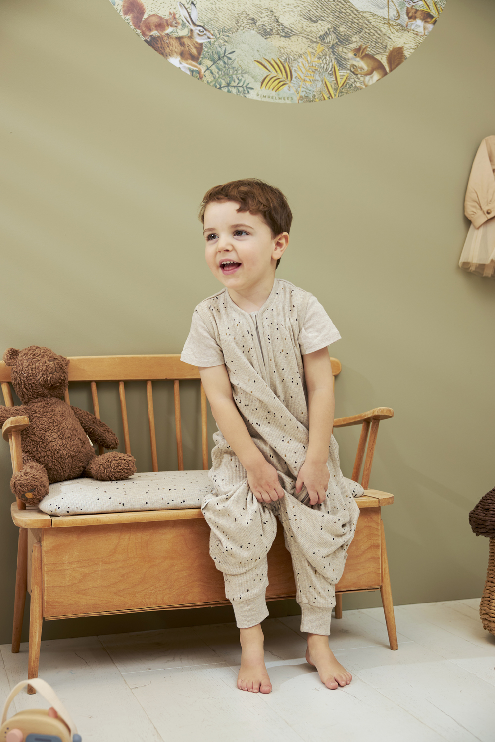 Baby zomer slaapoverall jumper Rib Mini Spot - sand melange - 92cm - 0.5 TOG