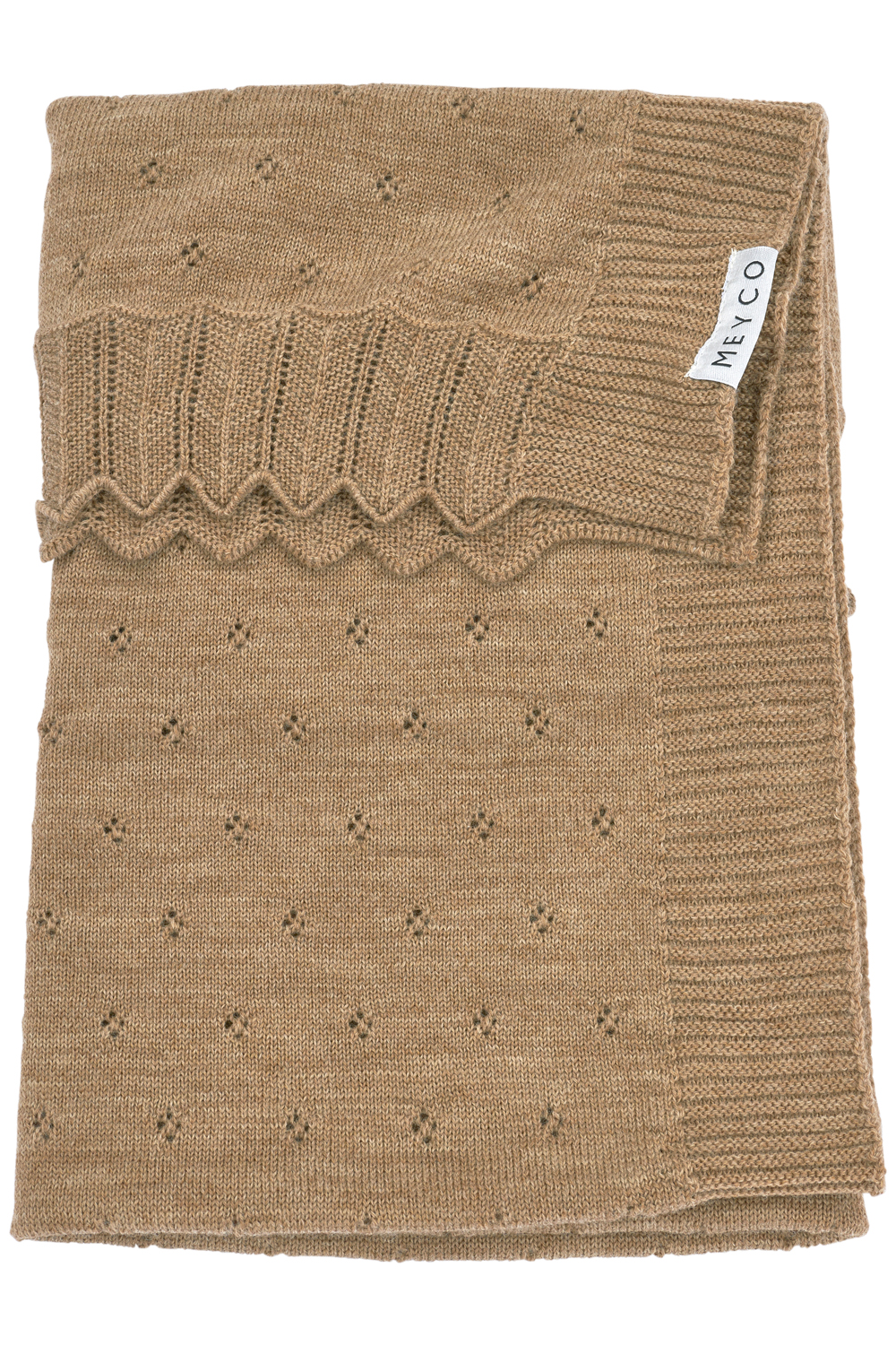 Crib bed blanket wool Ajour - toffee melange - 75x100cm