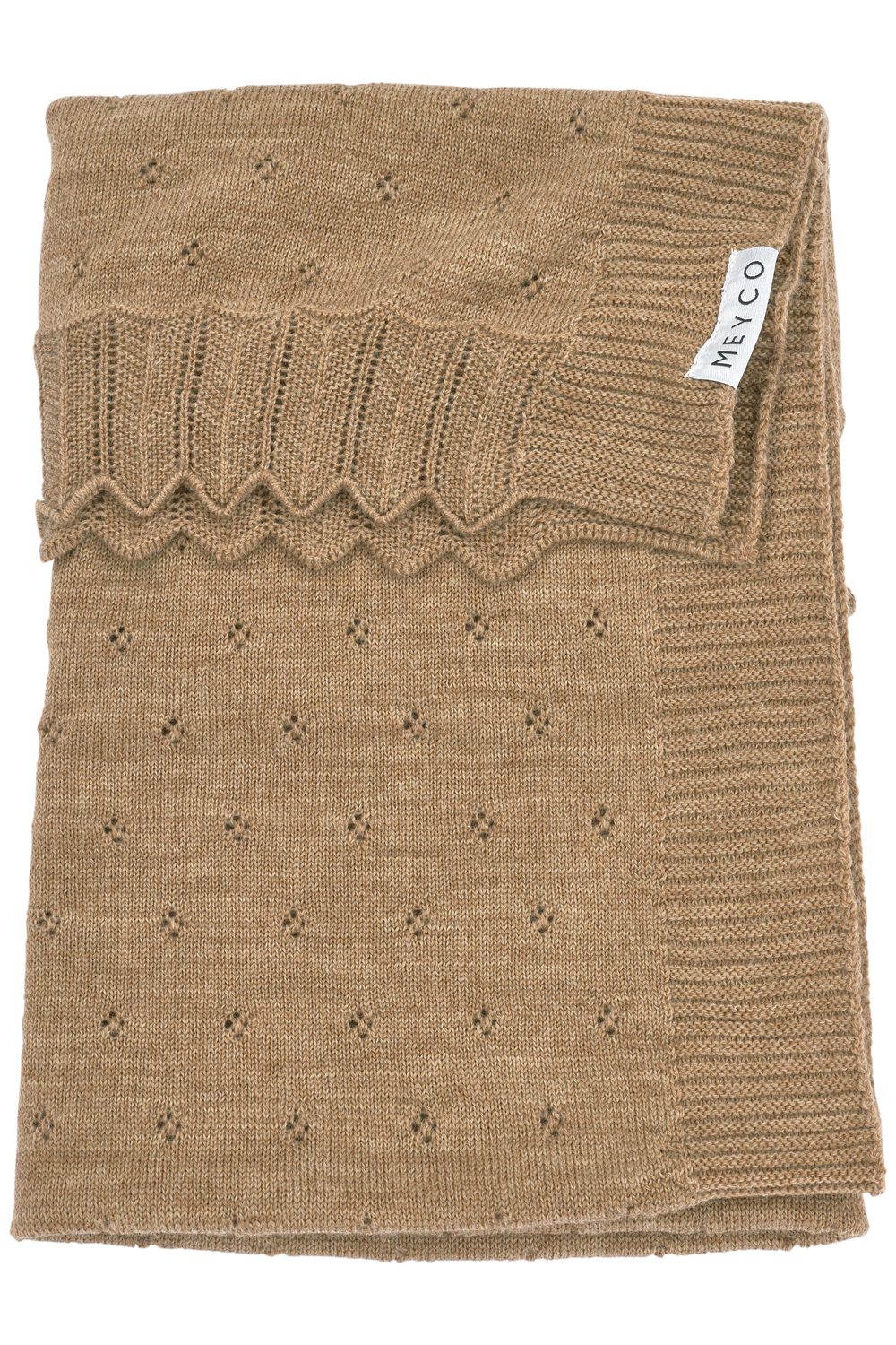 Wiegdeken wol Ajour - toffee melange - 75x100cm