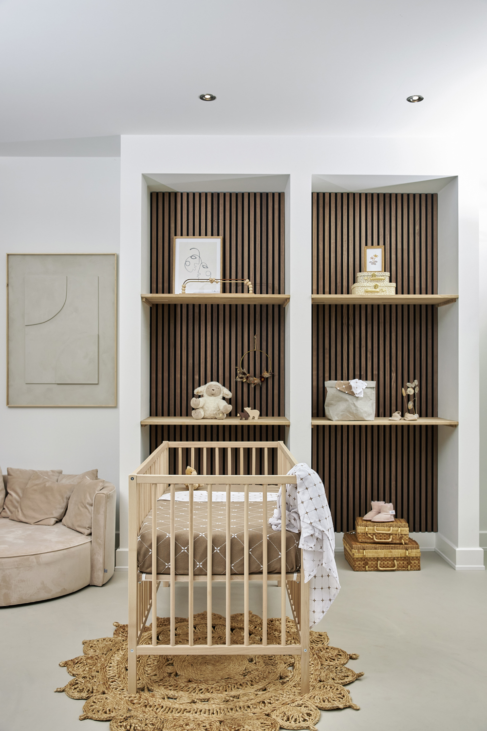 Ledikantdeken + 2-pack ledikantlakens + hoeslaken ledikant Louis - taupe - 100x150cm
