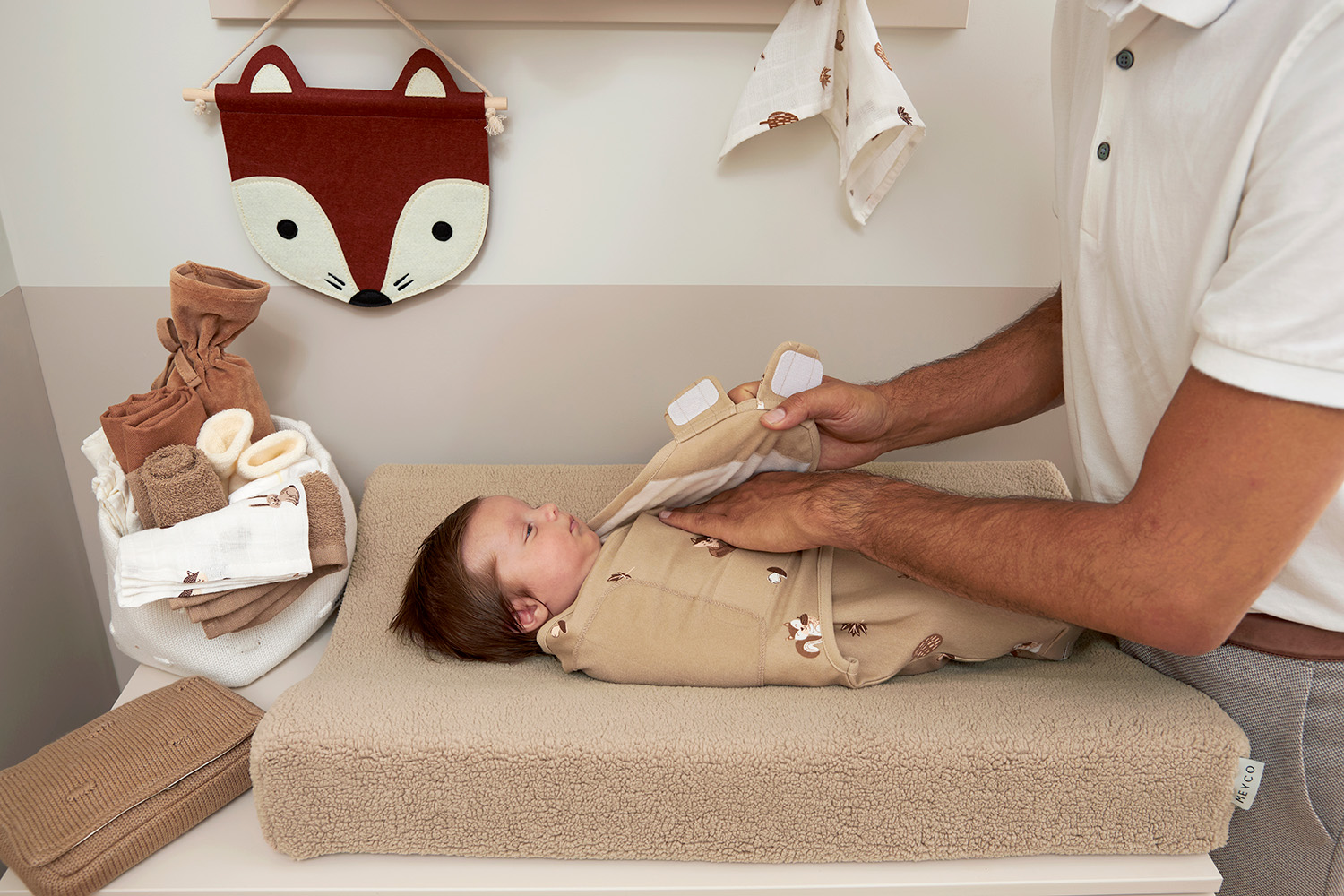 SwaddleMeyco inbakerdoek Forest Animals - sand - 4-6 maanden - 1.0 TOG