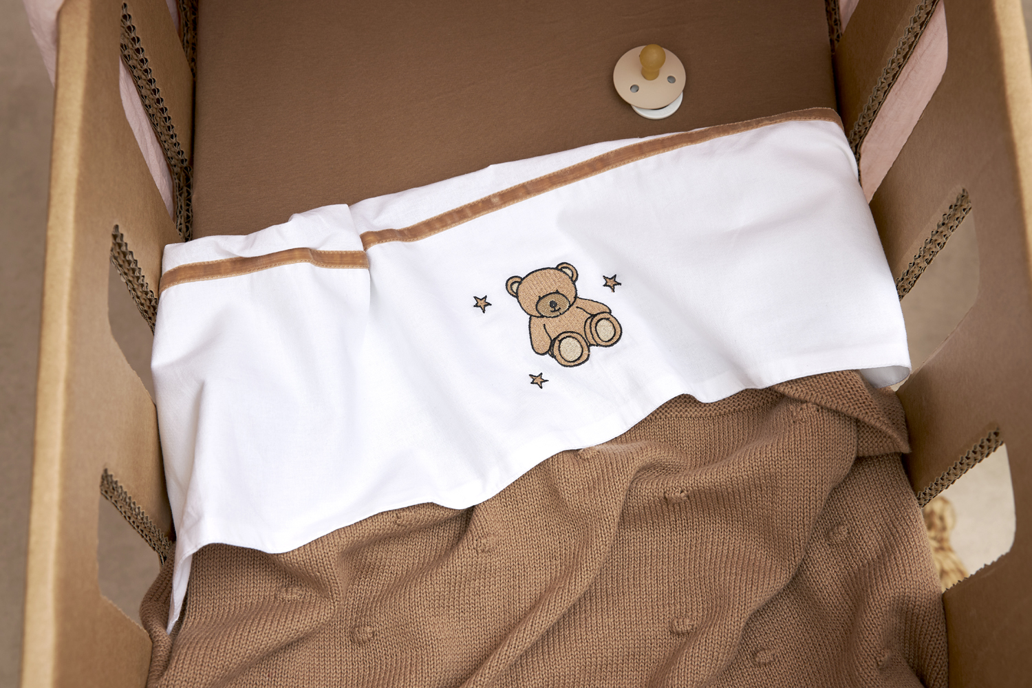 Wieglaken Teddy Bear - toffee - 75x100cm