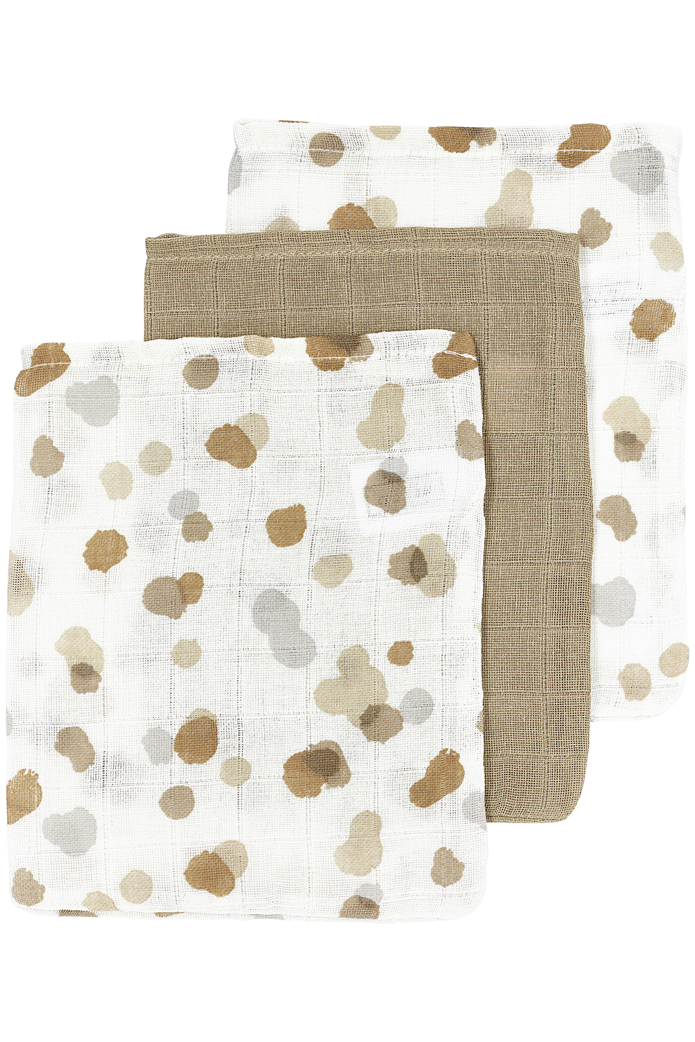 Muslin Wash mitts 3-pack Stains - Sand - 20x17cm