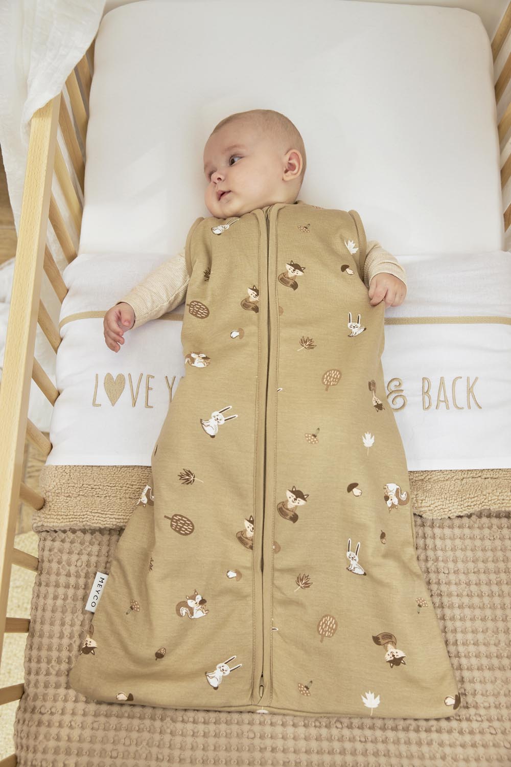 Baby slaapzak met afritsbare mouwen Forest Animals - sand - 60cm - 2.5 TOG