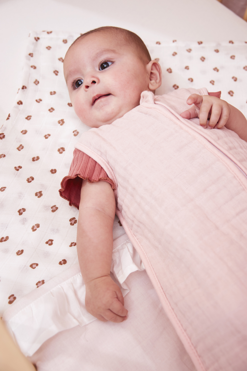Sleepingbag pre-washed muslin Uni - soft pink - 70cm - 0.5 TOG