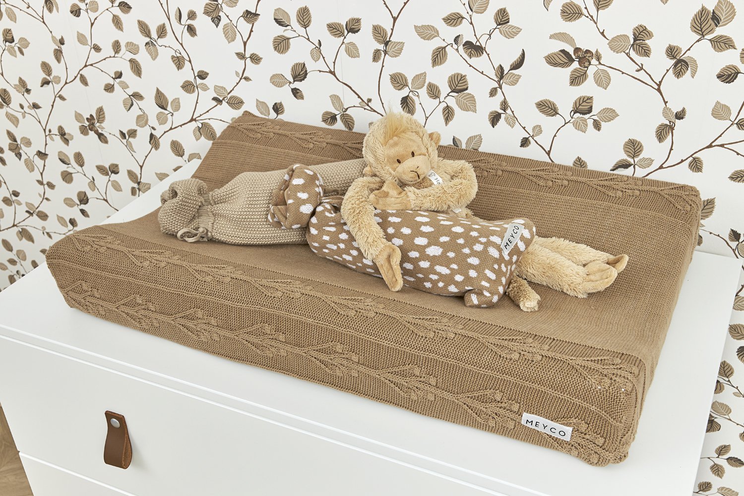 Changing mat cover Romantic Flower - taupe - 50x70cm