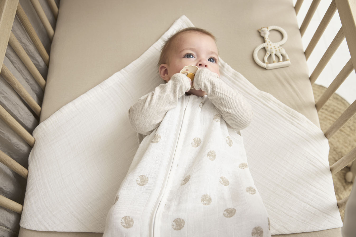 Baby zomerslaapzak hydrofiel Dots - sand - 110cm - 0.3 TOG
