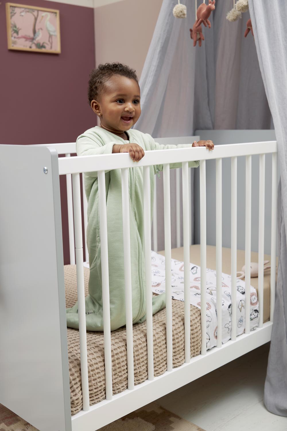 Baby slaapzak met afritsbare mouwen Slub - soft green - 70cm - 2.5 TOG
